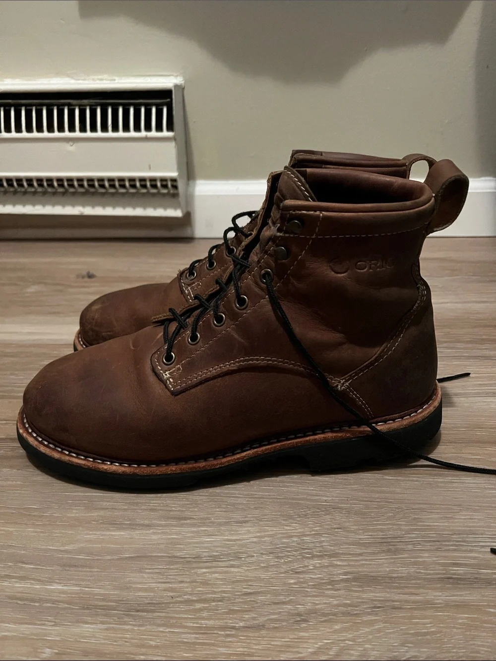 Men's Brown Leather Lace-Up Work Boots